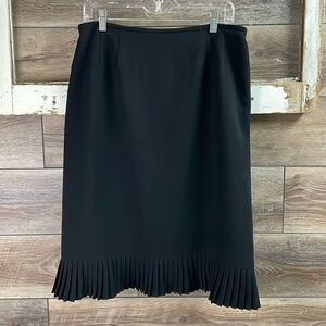 LE SUIT Women Slippery Polyester Pencil Skirt Pleated Bottom Black Size 14